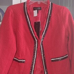 Bagatelle Red Blazer with Sequin Accents